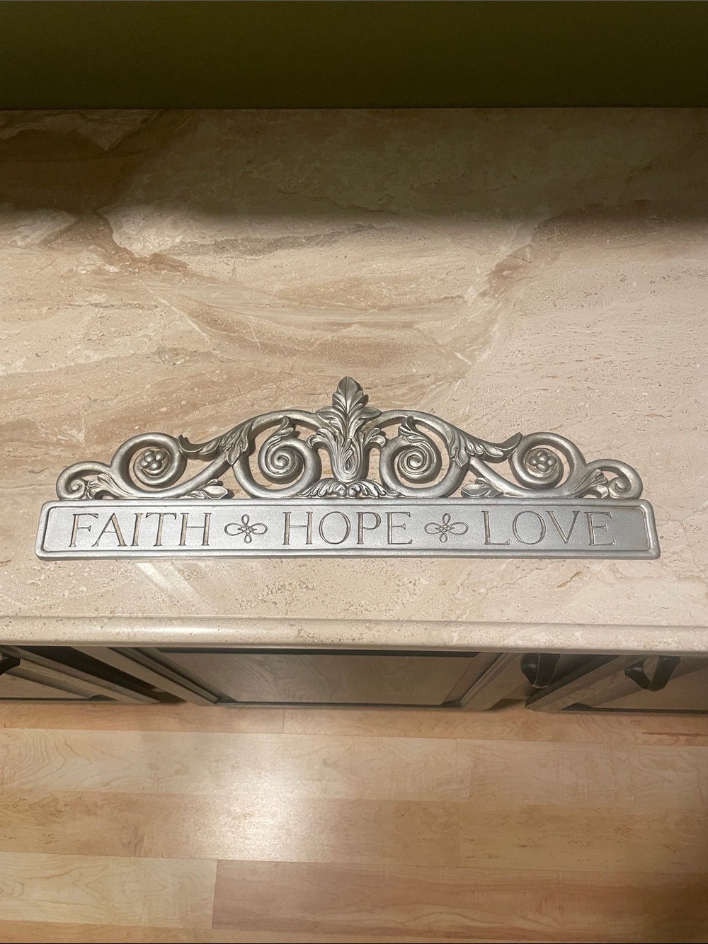 Faith Hope Love Decorative Wall Plaque in Silver